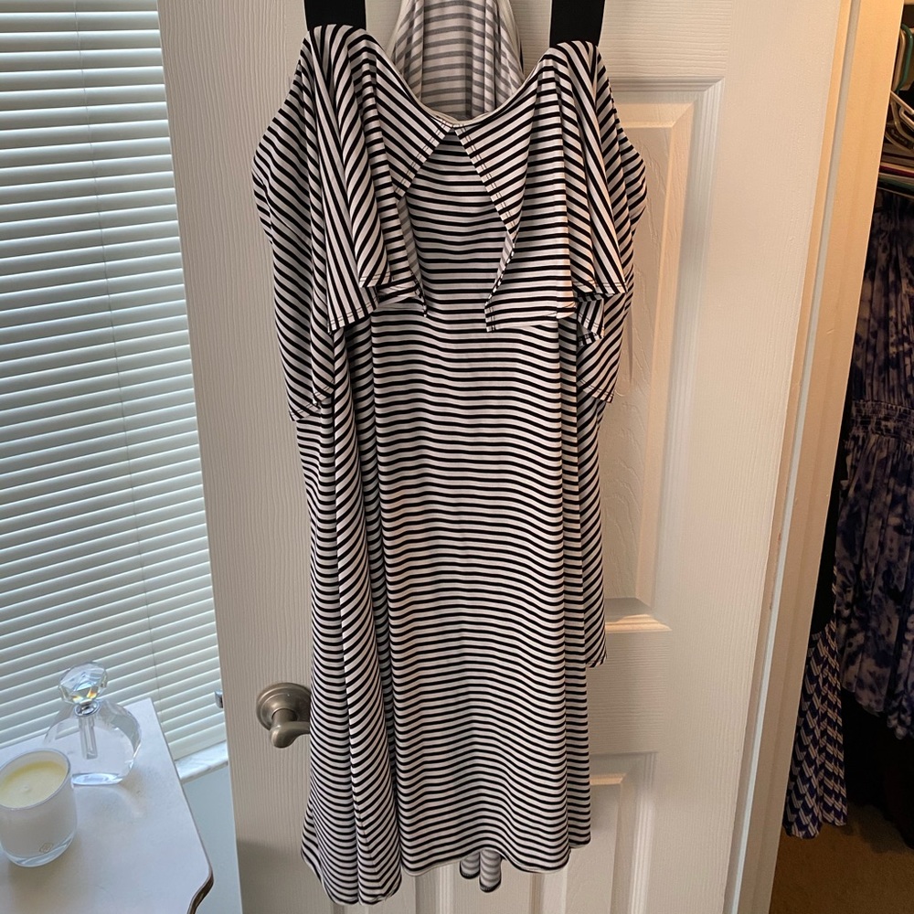 White and black stripped dress